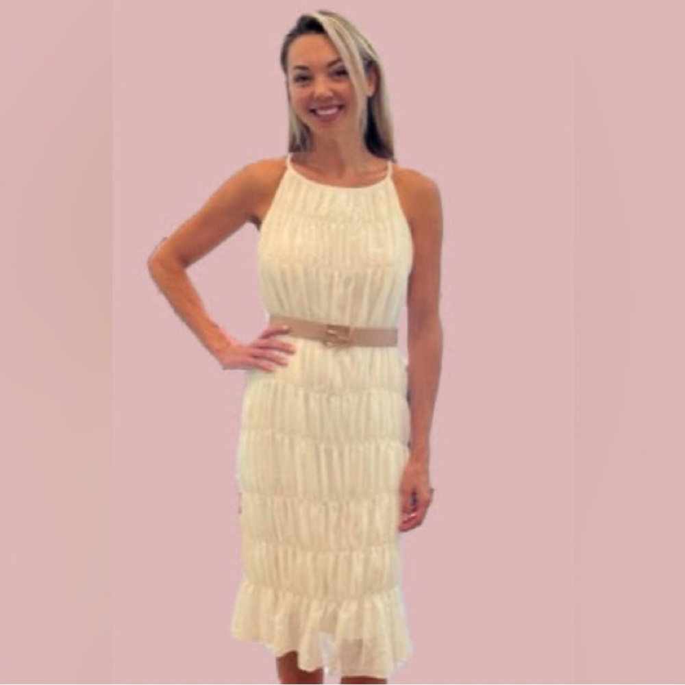 Elegant Cream Sleeveless Dress